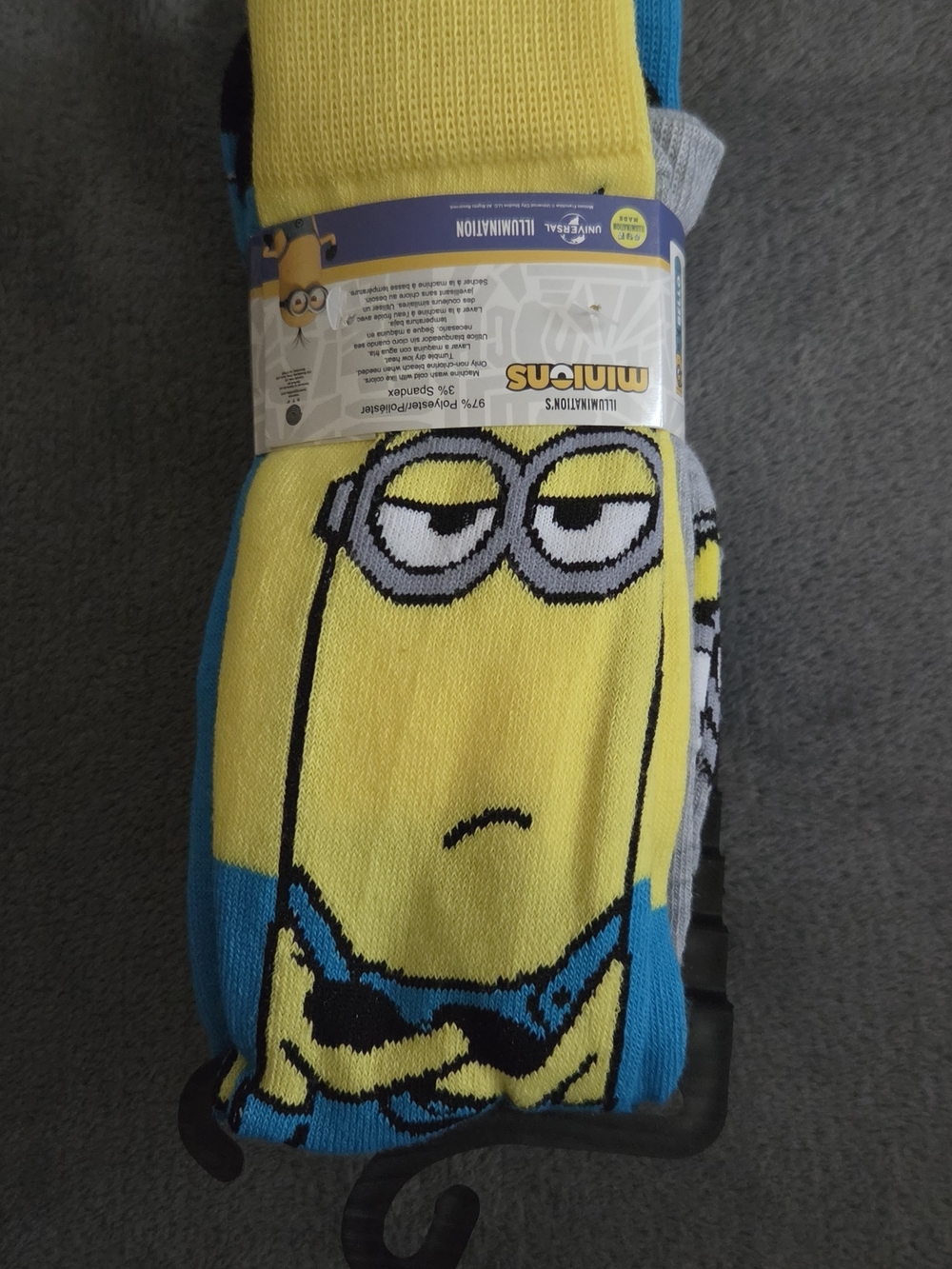 Universal Pictures Illumination Minions Yellow & Blue Crew Socks 6-Pack Unisex